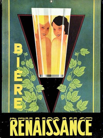 Bière Renaissance vers 1930
Carton publicitaire...