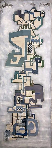 Fresque Gouache vers 1950	FORE (Non Signée...