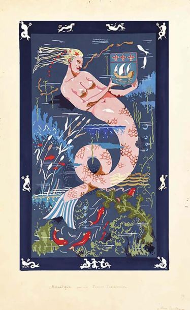 Mosaïque pour une Piscine Parisienne Gouache...