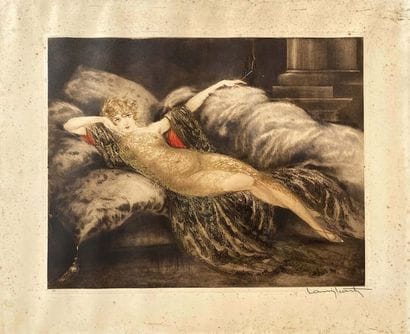 Femme à La Cigarette Gravure signée Par Louis...