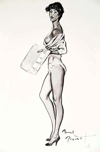 Belle Brune à la Palette - Affiche signé...