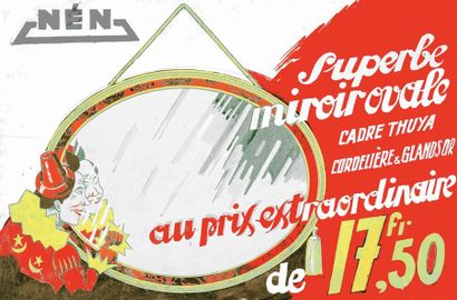 Nen Superbe Miroire Ovale Gouache vers 1930
Gouache...