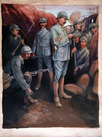 Dans la Tranchée - Gouache vers 1918
Gouache...