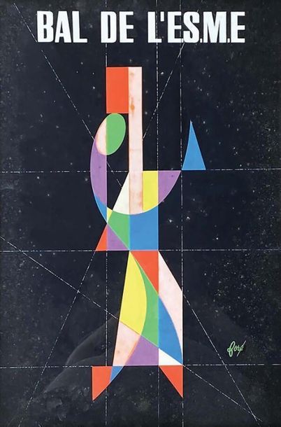 Bal de L'ESME Gouache signée Foré vers 1950	FORE
Gouache...