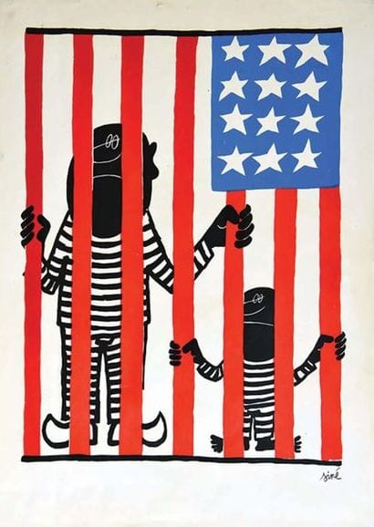 Prisoniers des USA Sérigraphie de Siné justifiée...