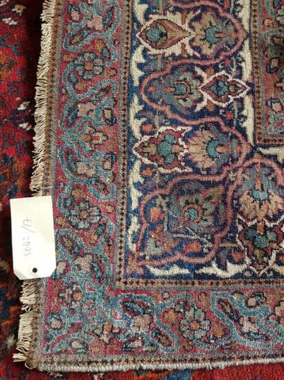Tapis Kirman (chaîne et trame en coton, velours...
