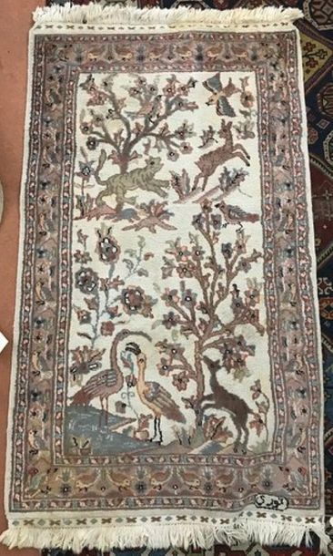 Tapis Indopersan laine et soie (chaîne et...