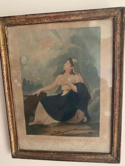 Deux gravures XVIIIème,
 Sainte Catherine...