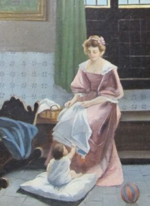 Mère jouant avec son enfant
huile sur toile...