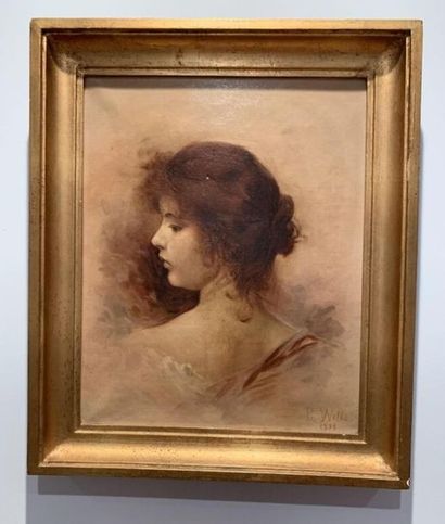 WELLS R. 
Femme rousse
Huile sur toile signée...