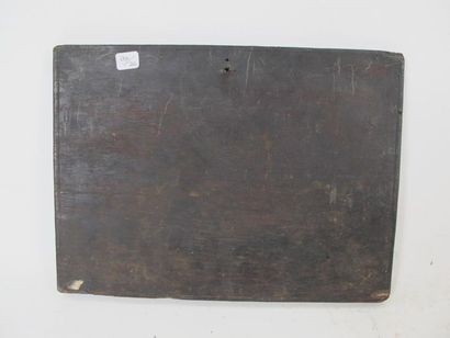 Panneau sculpté en bois figurant un panier...