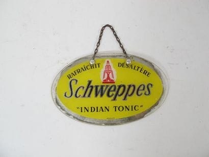 Plaque publicitaire émaillée Schweppes vers...