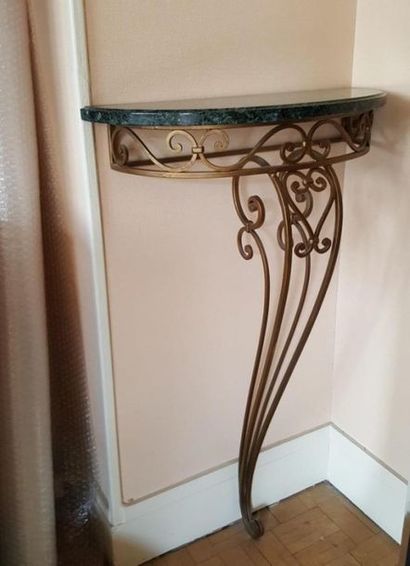 Petite console de style 1950 en bronze doré,...