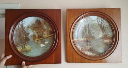 Paire de plats circulaires en porcelaine...