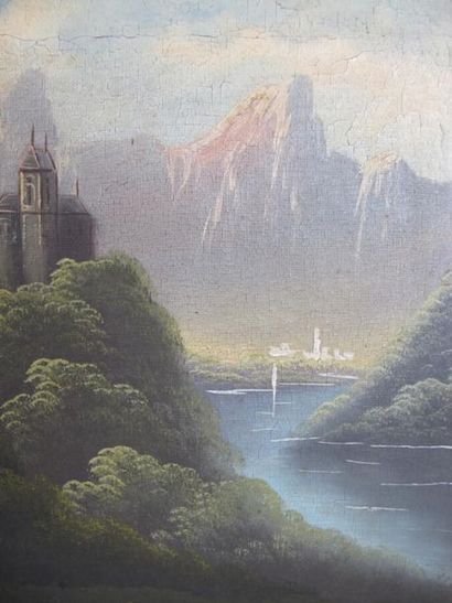 École Suisse
Paysage lacustre avec hameau...