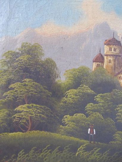 École Suisse
Paysage lacustre avec hameau...