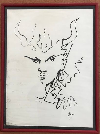 COCTEAU Jean (1889-1963) 

Figure démoniqaue...