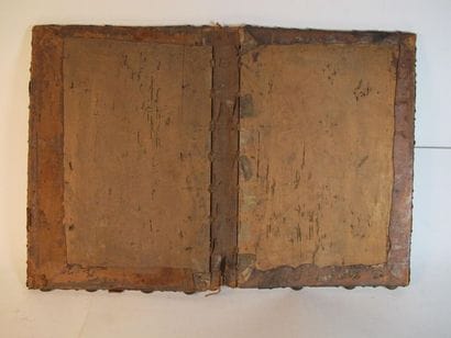 Importante reliure de Bible à âme en bois...