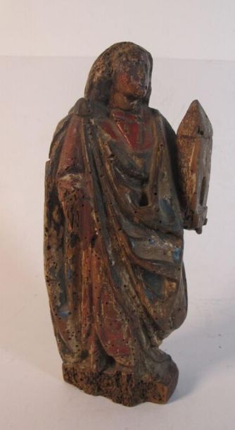 Sainte Barbe en bois sculpté et polychromé,...