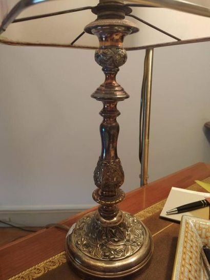 Flambeau en métal argenté, électrifié