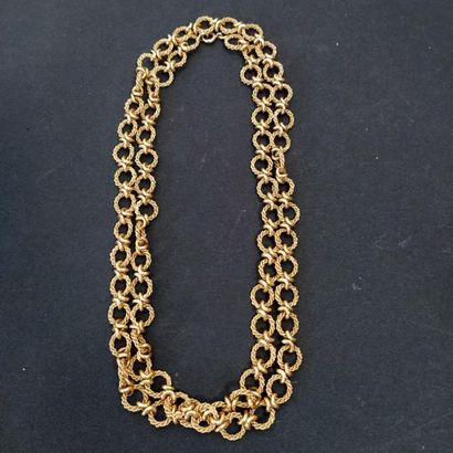 Sautoir en or jaune 18 k à motifs de ronds...