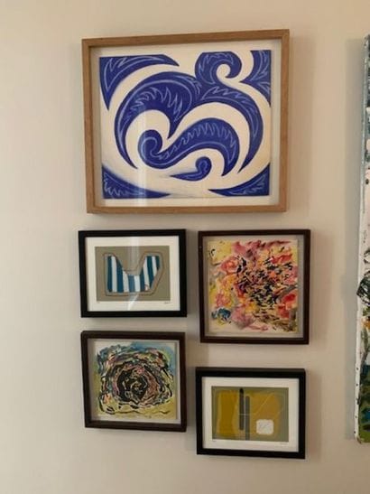 Ensemble de 5 gouaches encadrées