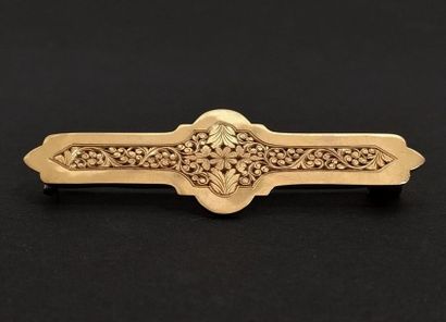 Deux broches barrettes en or jaune 18k :...