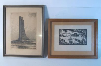 Ecole moderne
Deux gravures, une aquarelle
37...