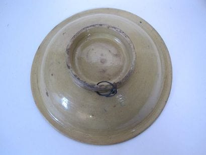 Vase et bassin en céramique émaillée vert...