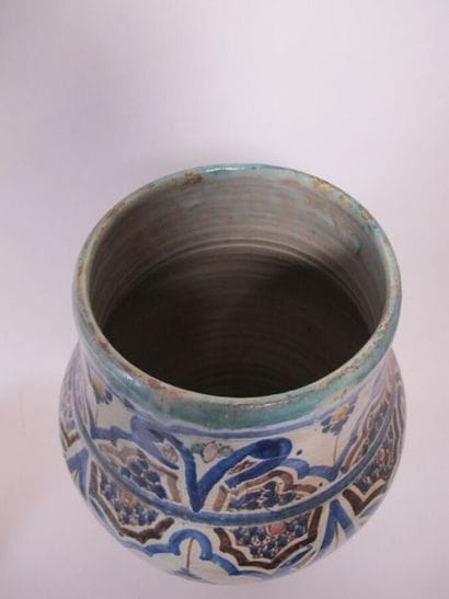 Vase et bassin en céramique émaillée vert...