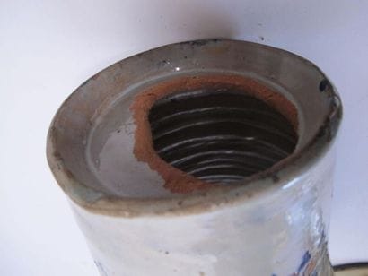 Vase et bassin en céramique émaillée vert...
