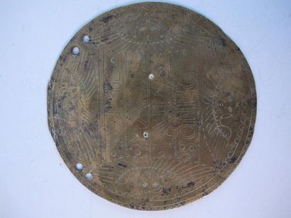 Trois plaques muletières en laiton gravé...