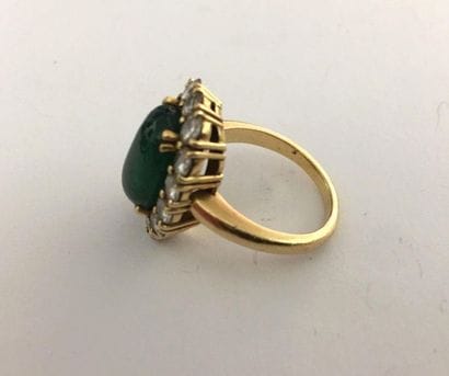 Bague marguerite en or jaune 750 millièmes,...