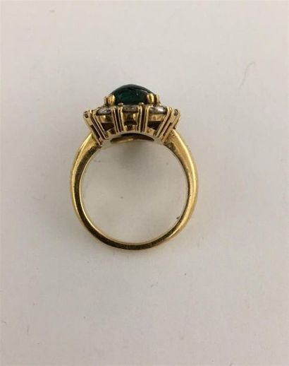 Bague marguerite en or jaune 750 millièmes,...