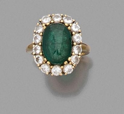 Bague marguerite en or jaune 750 millièmes,...