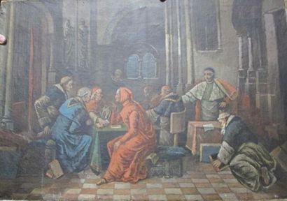 ECOLE FRANCAISE XIX
Assemblée d'éclesiastes
huile...