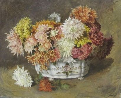 ECOLE MODERNE
Bouquet de chrysantèmes
huile...