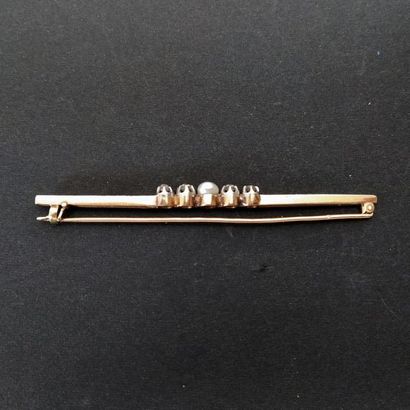 Broche barrette en or jaune 18k et platine...