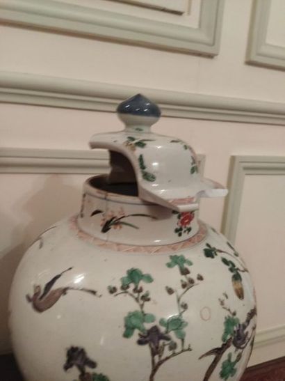 CHINE
Paire de potiches Famille verte en...