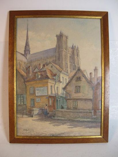 B. MACKIEWICZ, vue d'Amiens, 
Aquarelle,...