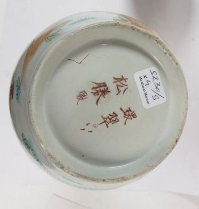 Paire de vases à collerette en porcelaine...