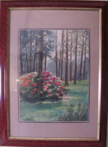 Lot de pièces encadrées : toile, gravures,...