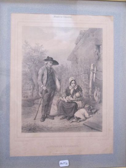 Lot de pièces encadrées : toile, gravures,...