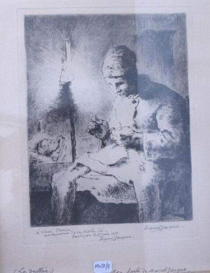Lot de pièces encadrées : toile, gravures,...