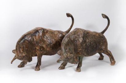 CHENET Pierre, XXe siècle
Paire de taureaux
Bronze...