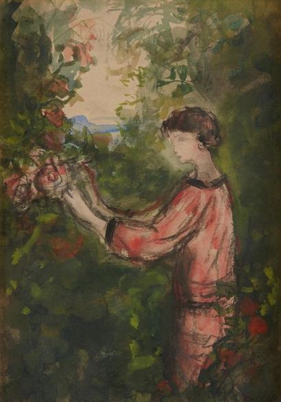 LAPRADE Pierre (1875-1931)
Une femme au jardin
Aquarelle,...