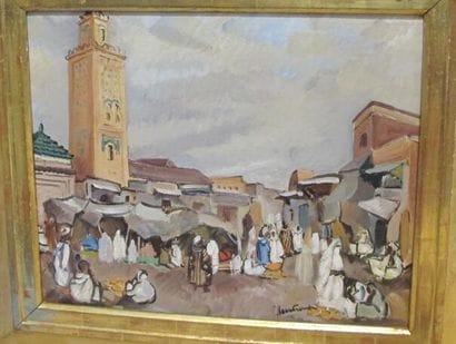 ECOLE ORIENTALISTE
Scène de marché en Afrique...