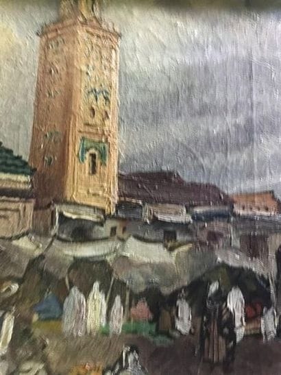 ECOLE ORIENTALISTE
Scène de marché en Afrique...