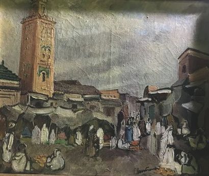 ECOLE ORIENTALISTE
Scène de marché en Afrique...