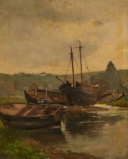 ECOLE DU XXème
Bateaux sur la grève
Huile...